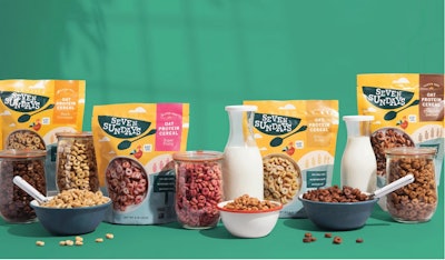 Seven Sundays desarrolló recientemente su cereal de proteína de avena utilizando OatGold, una proteína de avena en polvo rica en nutrientes reciclada de la producción de leche de avena de SunOpta.